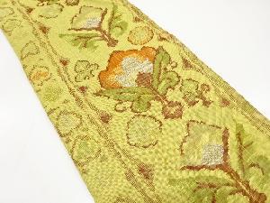 手織り紬　花更紗模様織り出し　名古屋帯